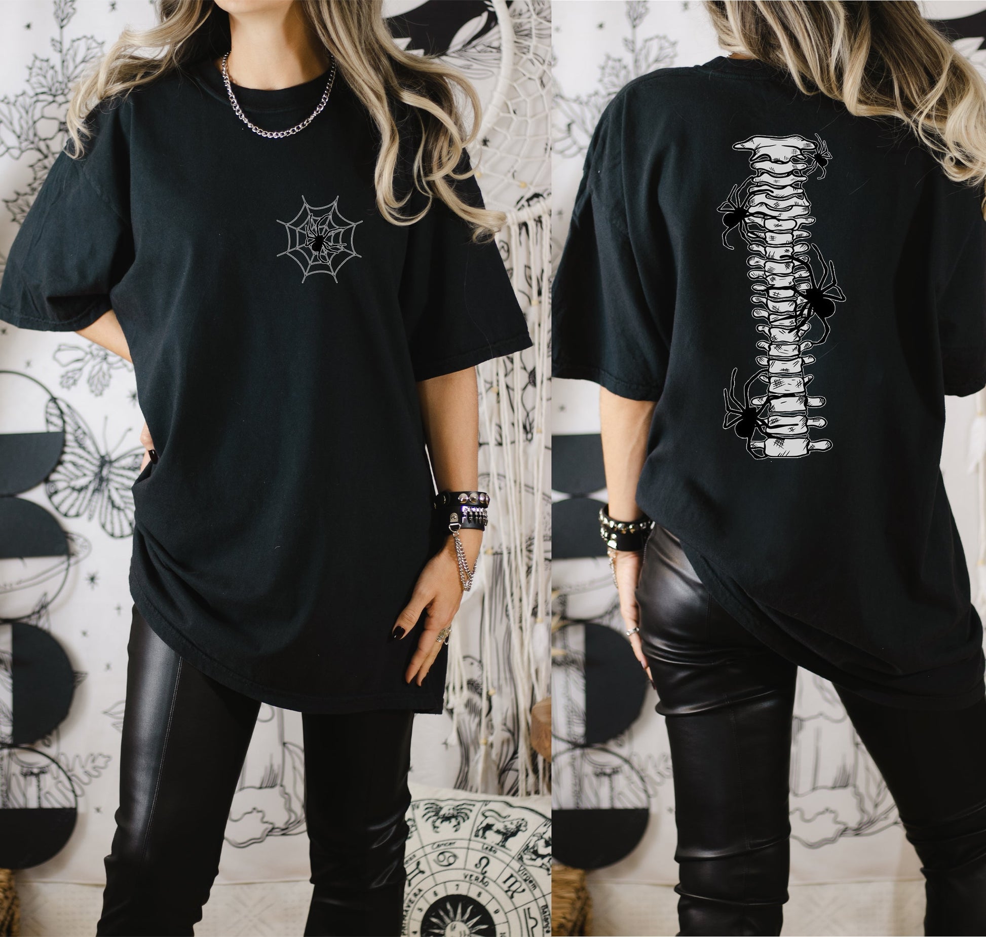 Wholesale Spider Spine Graphic Tee - Burnt Orange