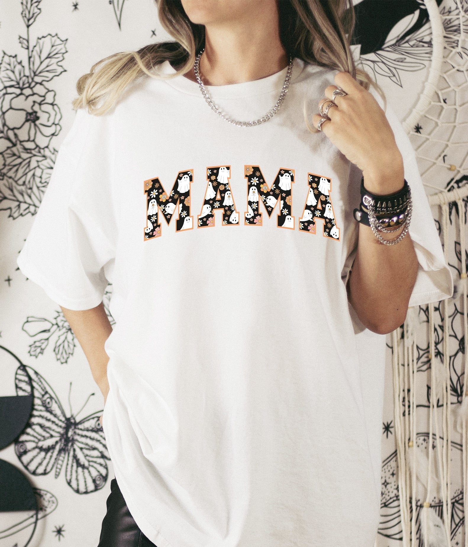 Wholesale Spooky Mama Graphic Tee - Purple
