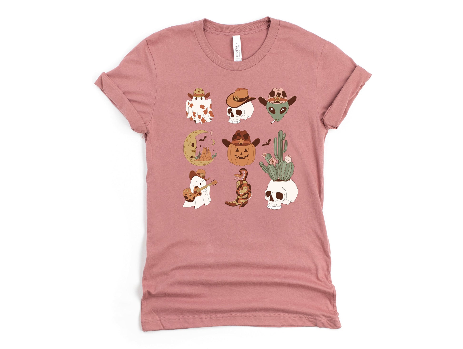 Wholesale Western Halloween Graphic Tee - Mauve