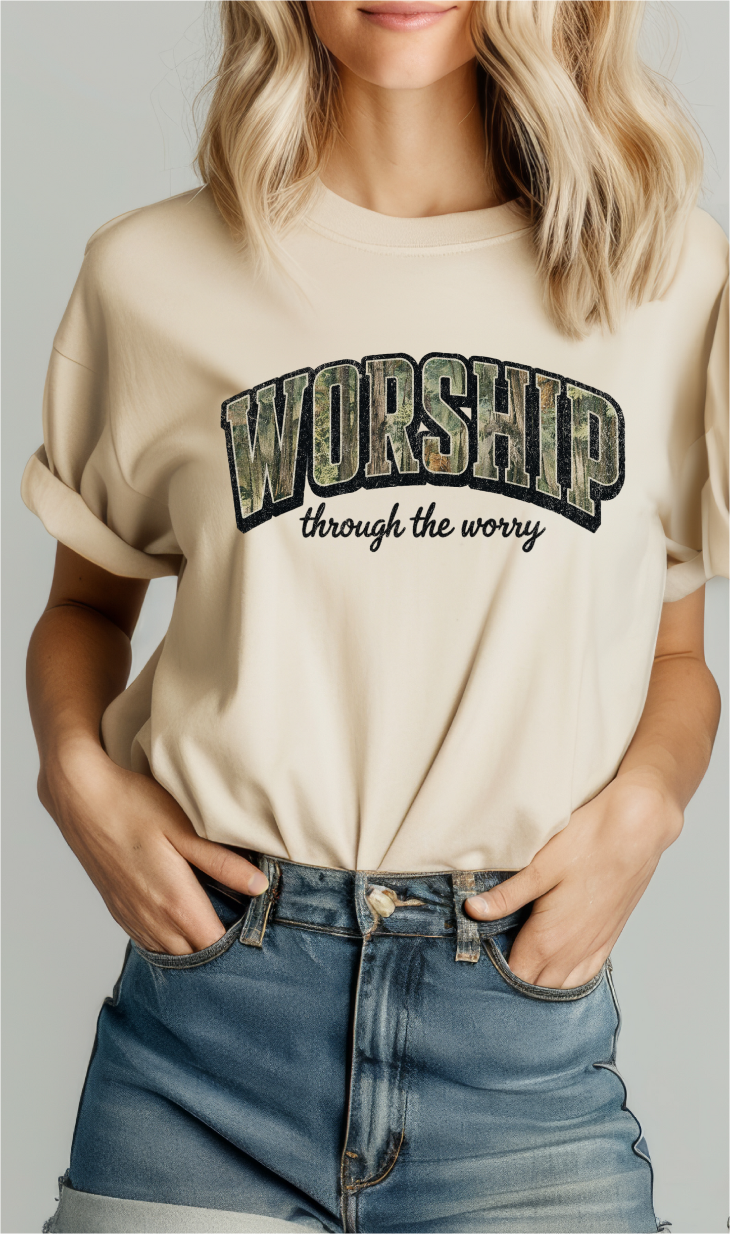 Worship Through The Worry Camo - UNISEX GRAPHIC Sweatshirt